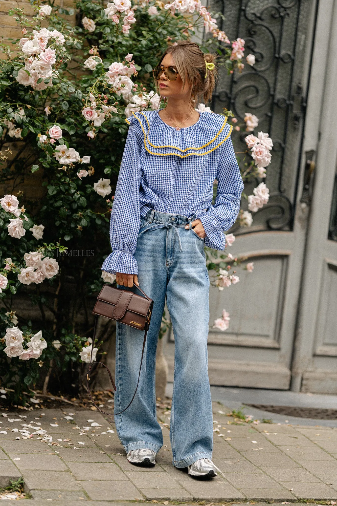 Jolene checkered blouse royal blue