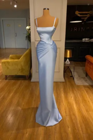 kamahe Gorgeous Long Blue Mermaid Graduation Dresses Fabulous Straps Prom Dresses