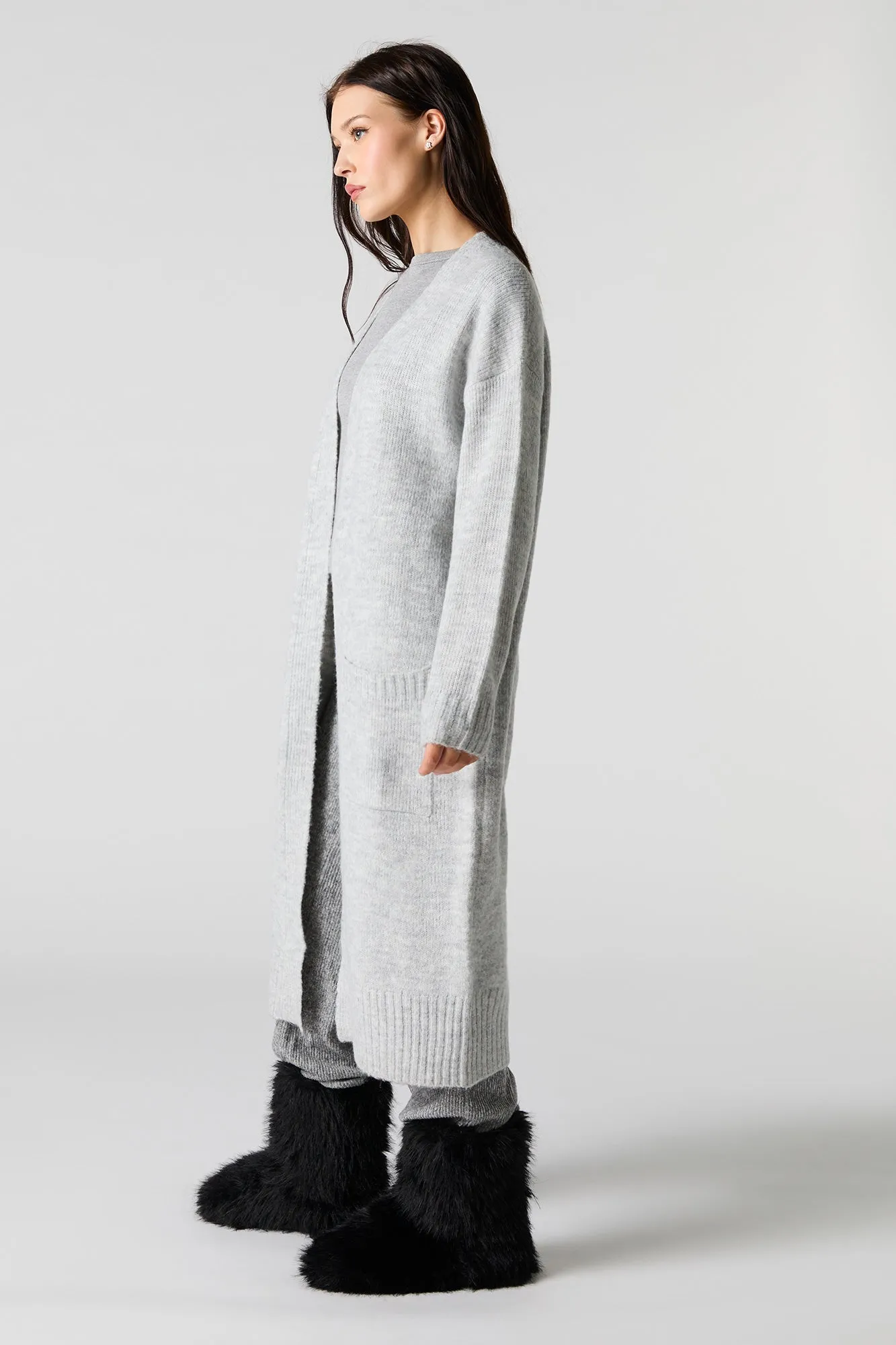 Knit Open Front Longline Cardigan