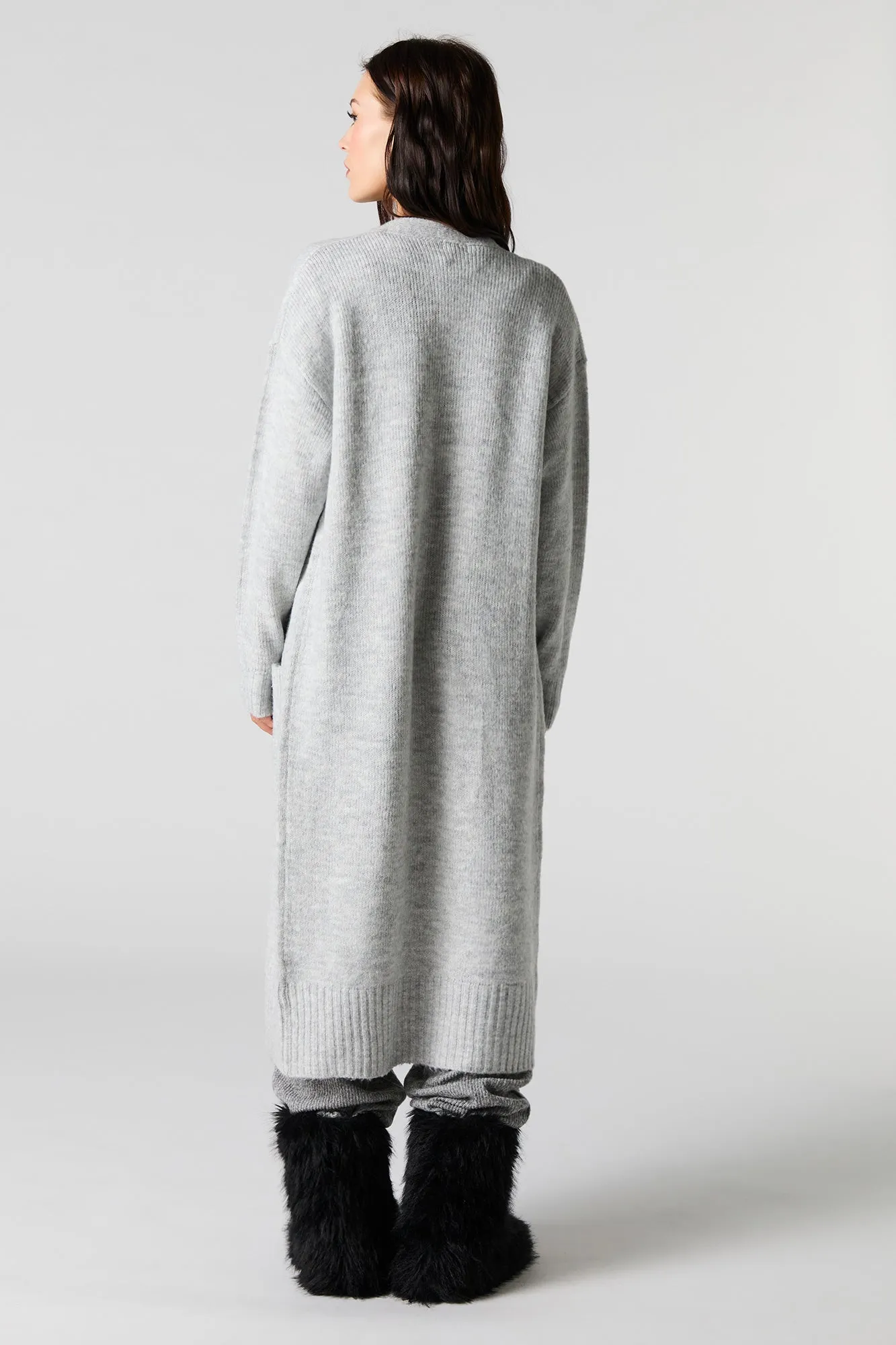 Knit Open Front Longline Cardigan