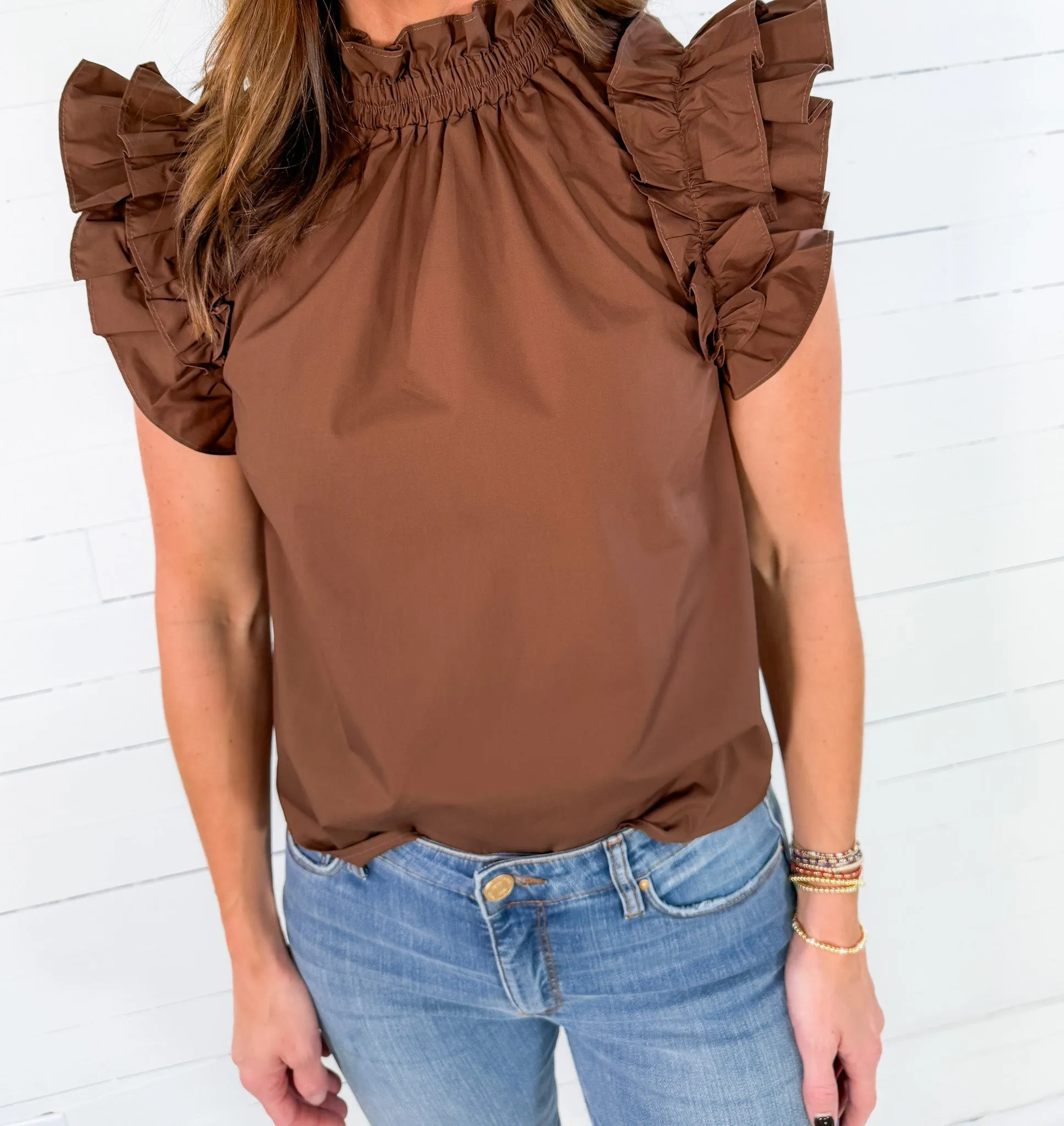 Lawson Brown Poplin Top