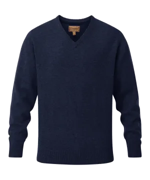 Lewis Lambswool V Neck Jumper - Navy