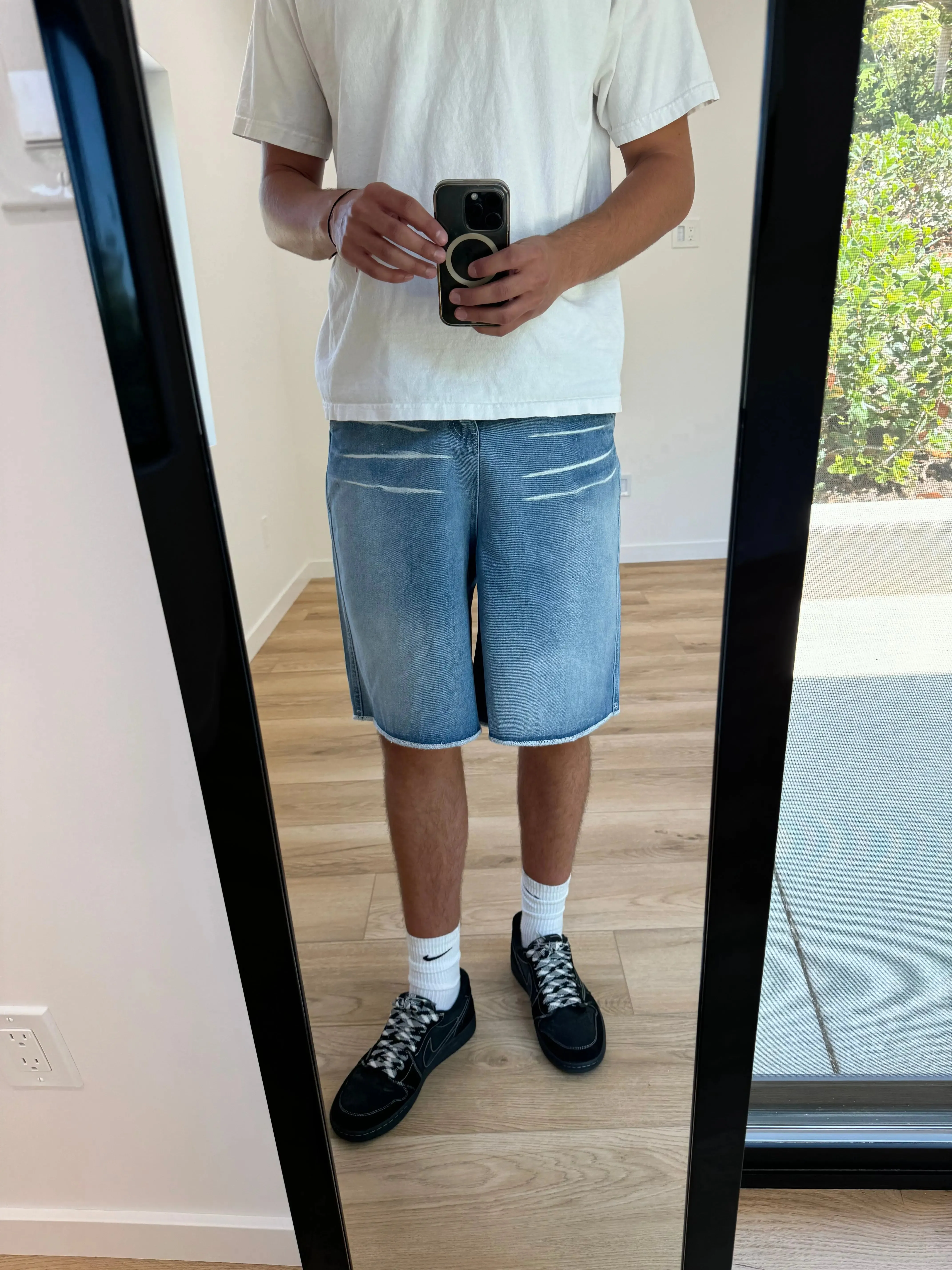 Light Blue Scratched Jorts