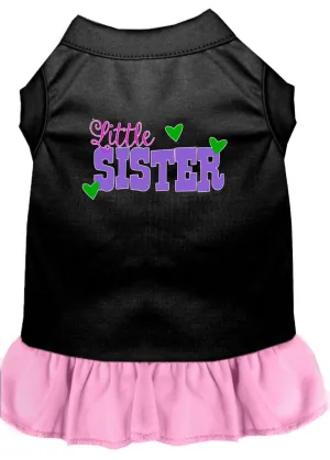 Little Sister Screen Print Dog Dress Black With Light Pink Xs