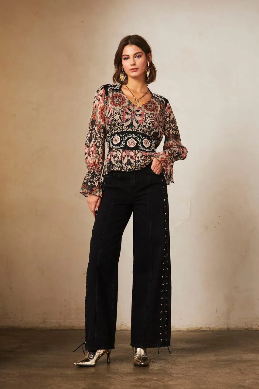 Long Sleeved Printed Blouse