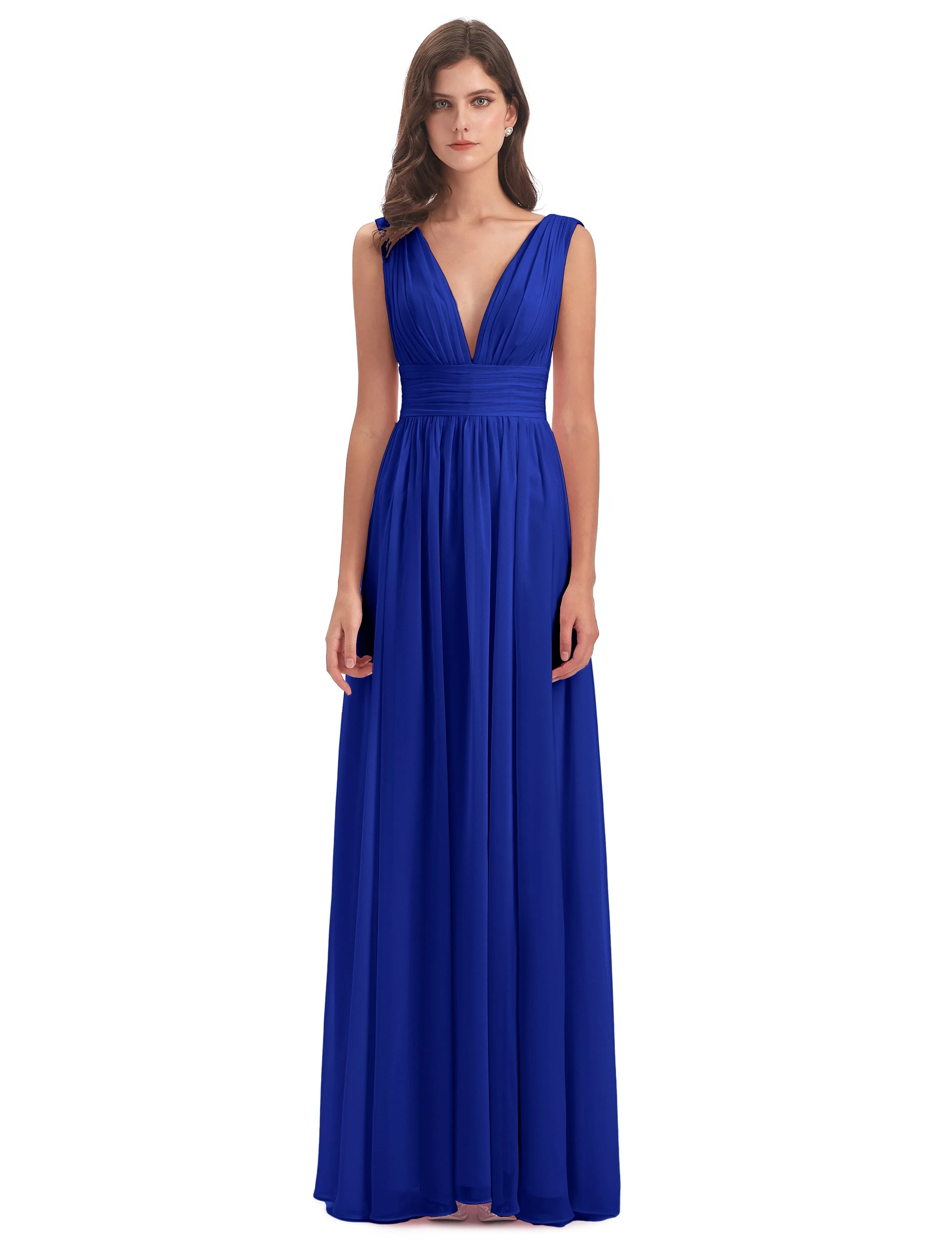 Luna Charming Chiffon V Neck Split Long Bridesmaid Dresses