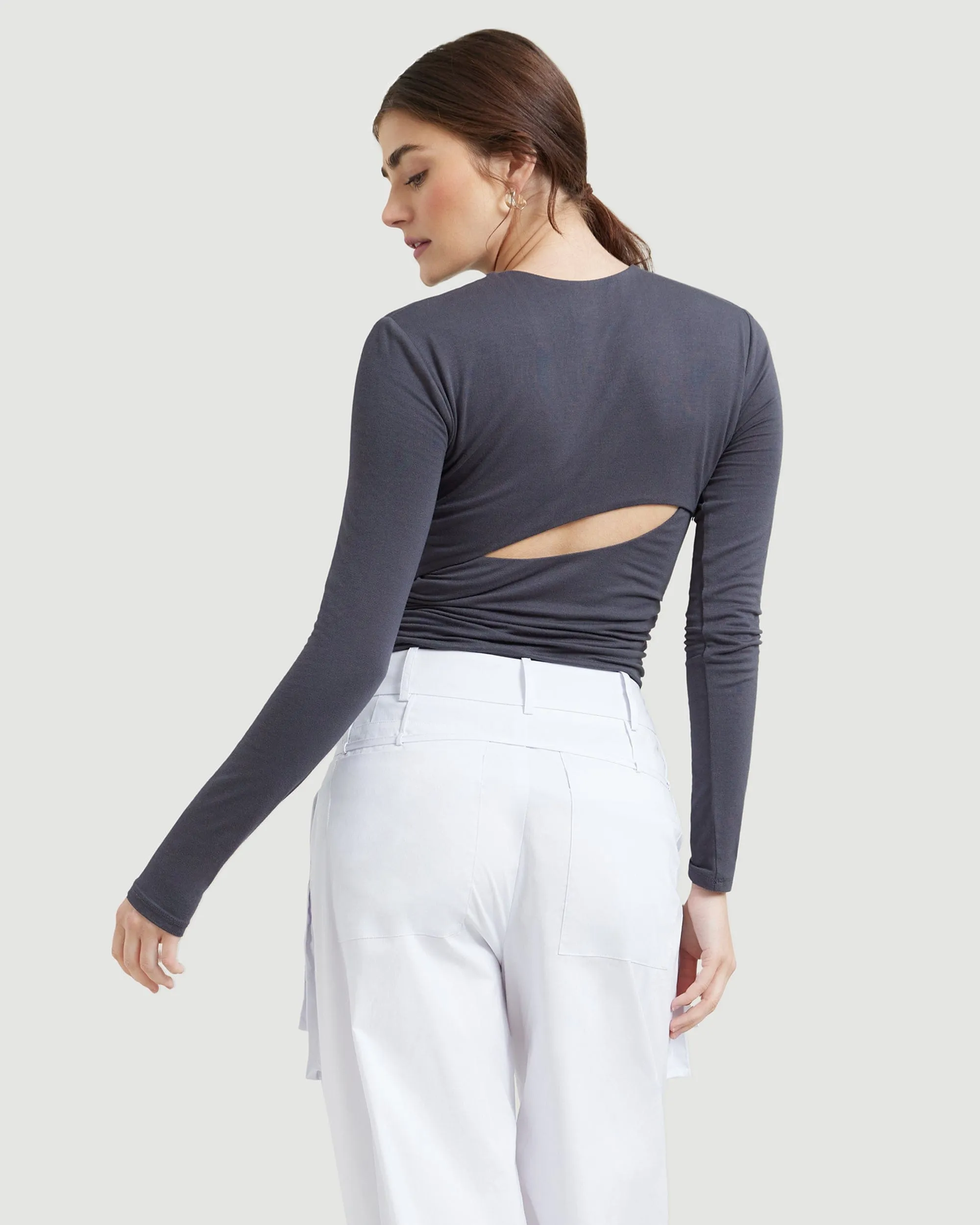 Mia Ruched Long-Sleeve Tee