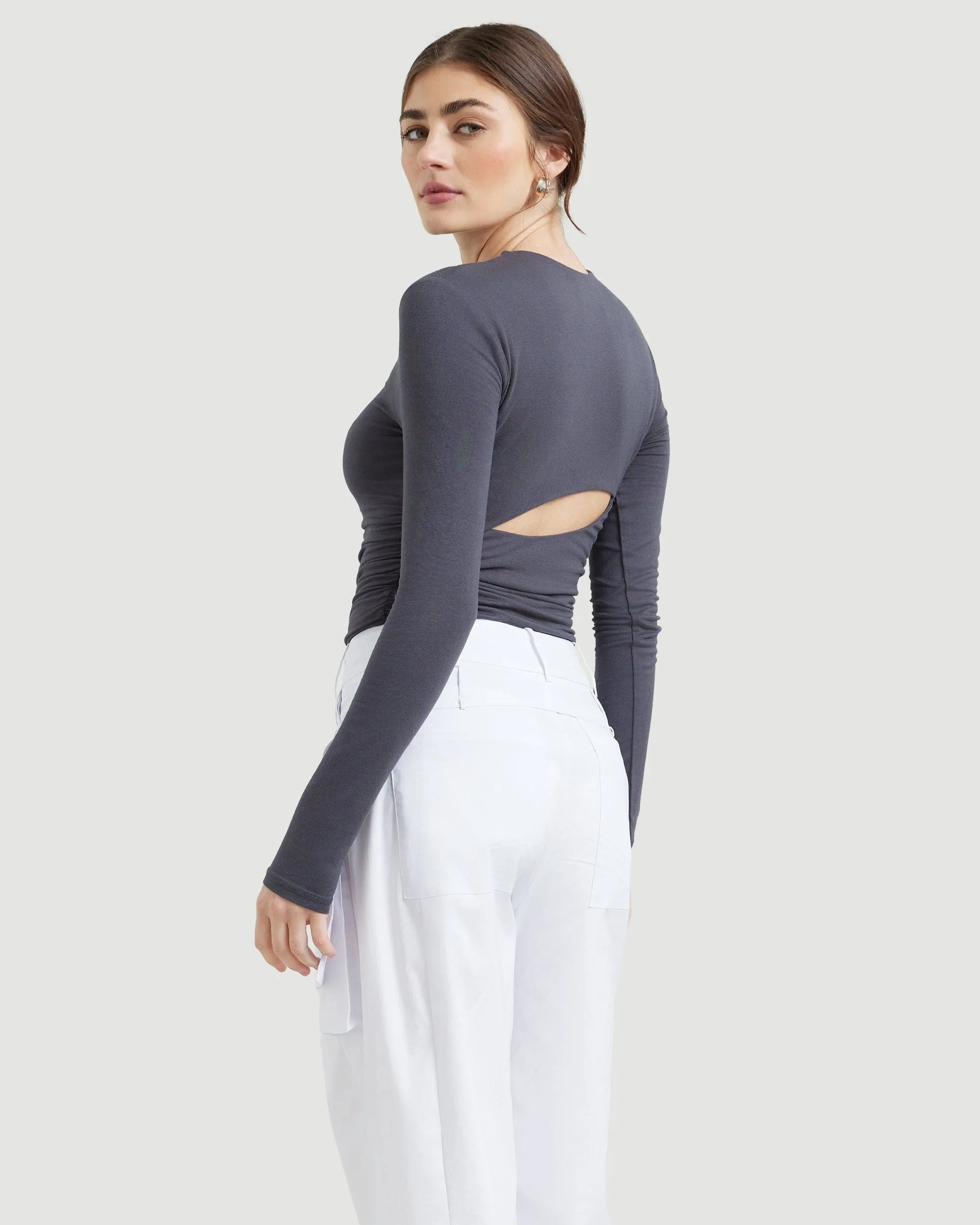 Mia Ruched Long-Sleeve Tee