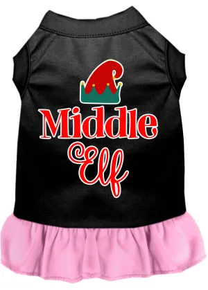 Middle Elf Screen Print Dog Dress Black With Light Pink Med