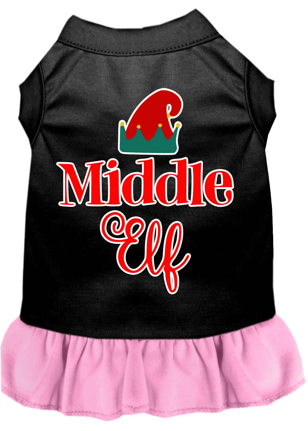 Middle Elf Screen Print Dog Dress Black With Light Pink Xxxl