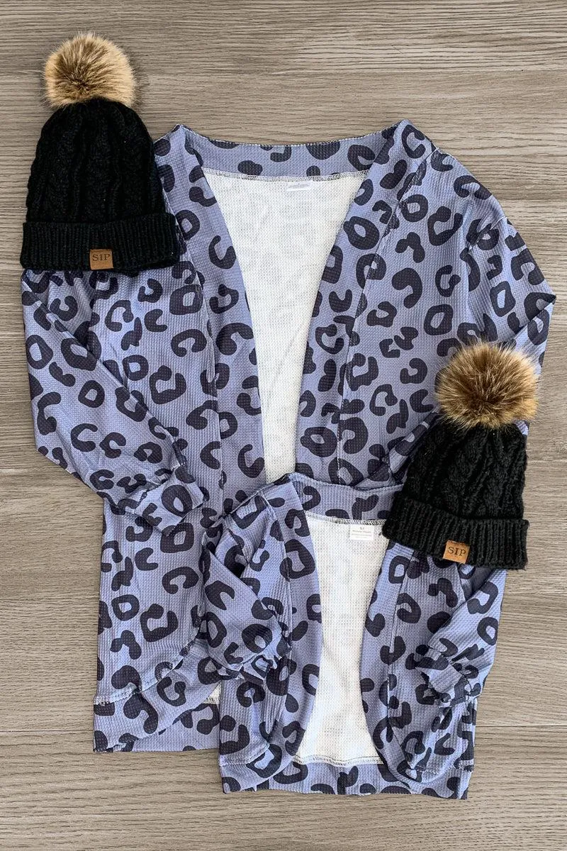 Mom & Me - Blue Leopard Cardigan