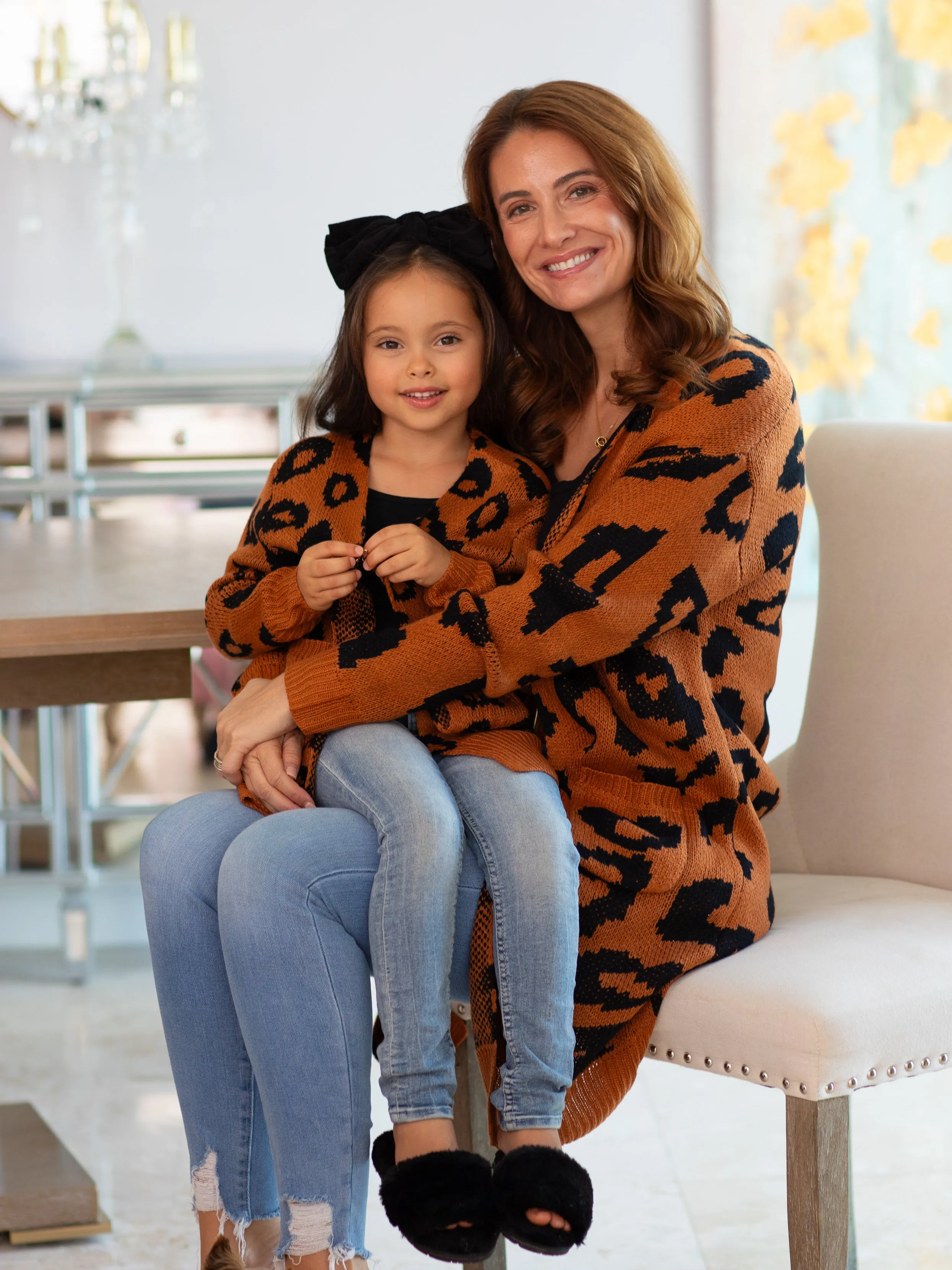 Mommy and Me Fierce Friends Oversized Leopard Cardigan