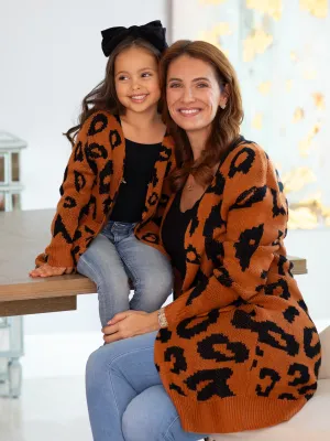 Mommy and Me Fierce Friends Oversized Leopard Cardigan