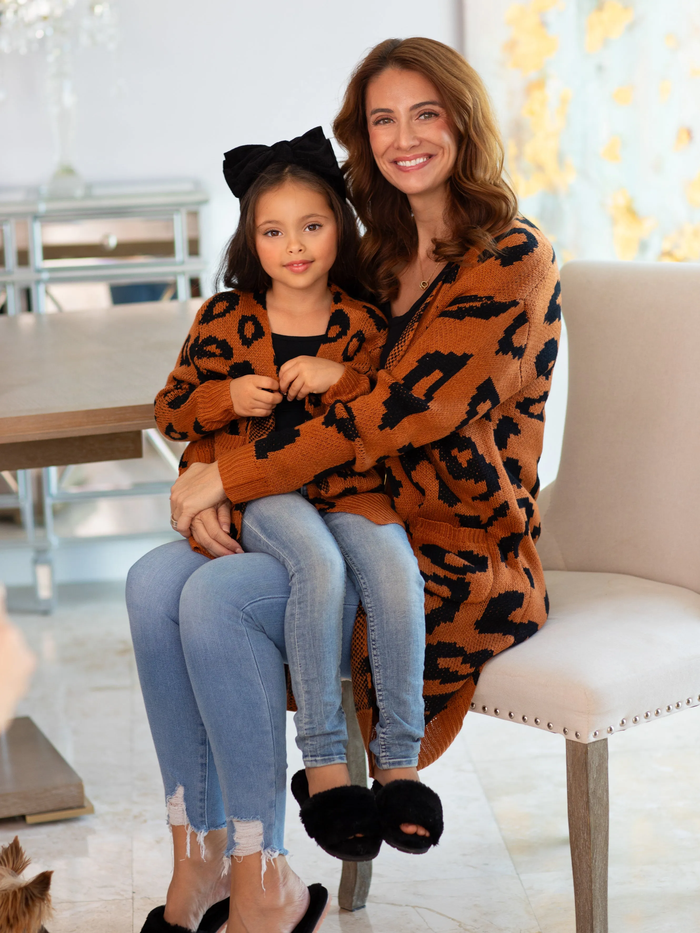 Mommy and Me Fierce Friends Oversized Leopard Cardigan