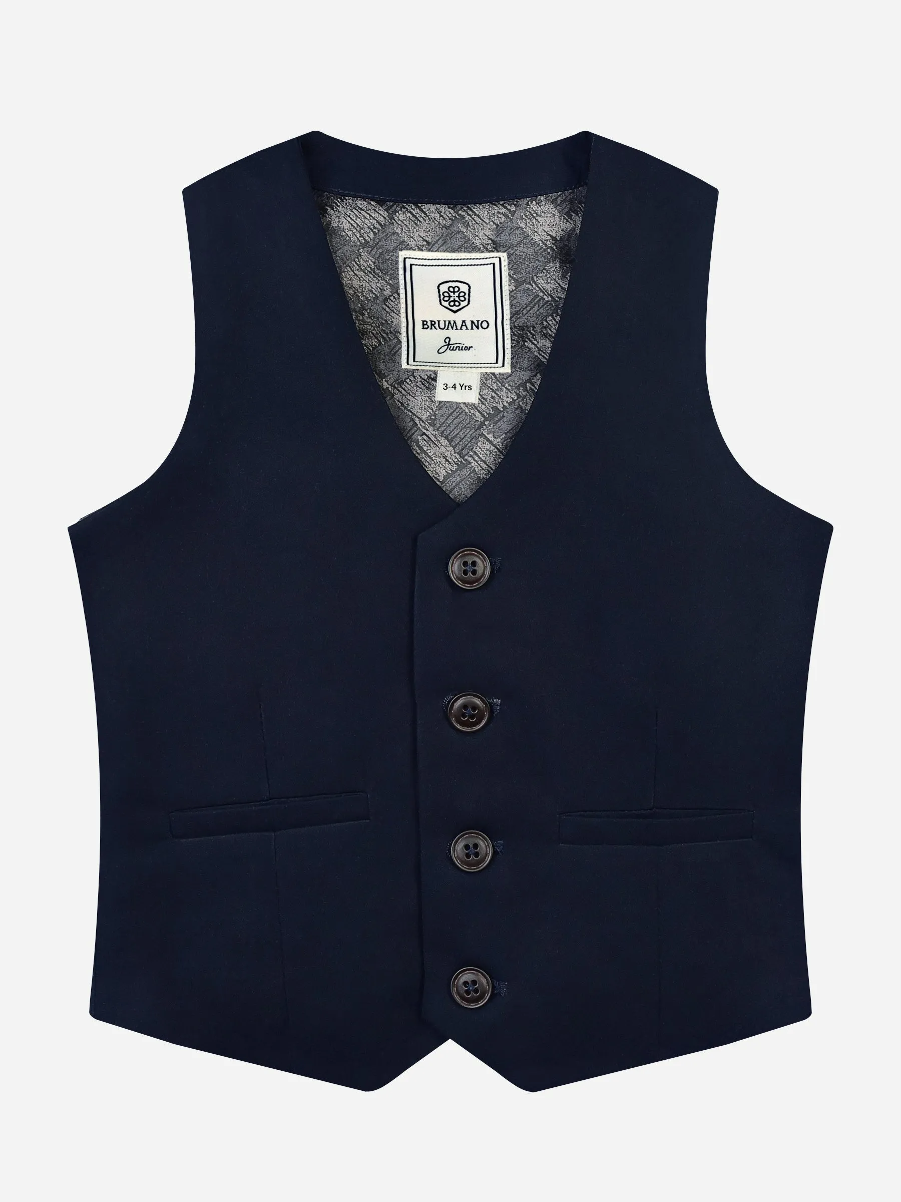 Navy Blue Suit Vest With Printed Bow