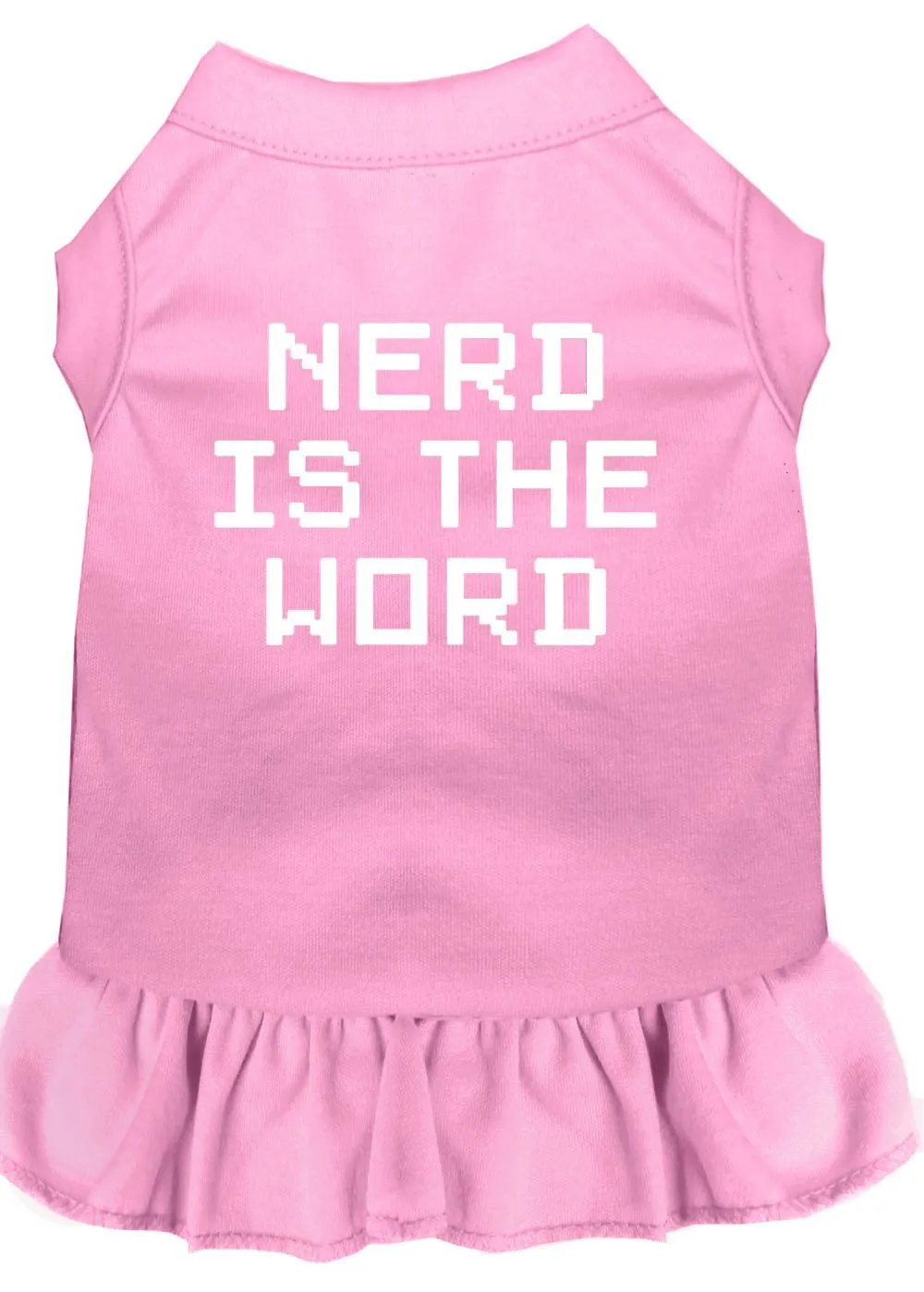 Nerd Is The Word Screen Print Dress Light Pink Lg (14)