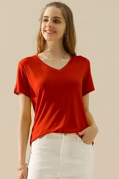 Ninexis Full Size V-Neck Short Sleeve T-Shirt - 10 Colors