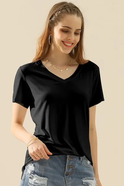 Ninexis Full Size V-Neck Short Sleeve T-Shirt - 10 Colors