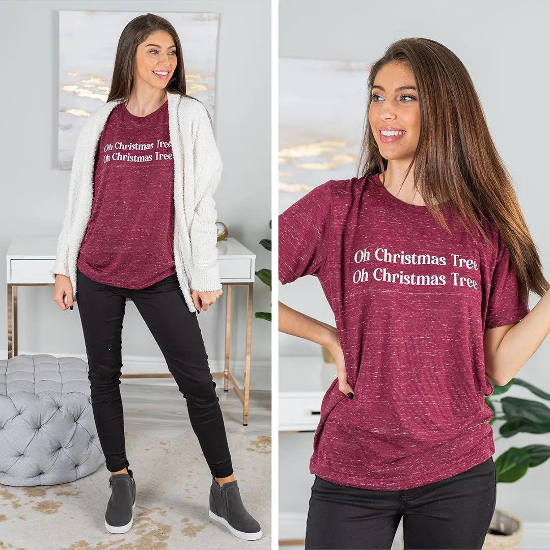 Oh Christmas Tree Maroon Marble Graphic Tee