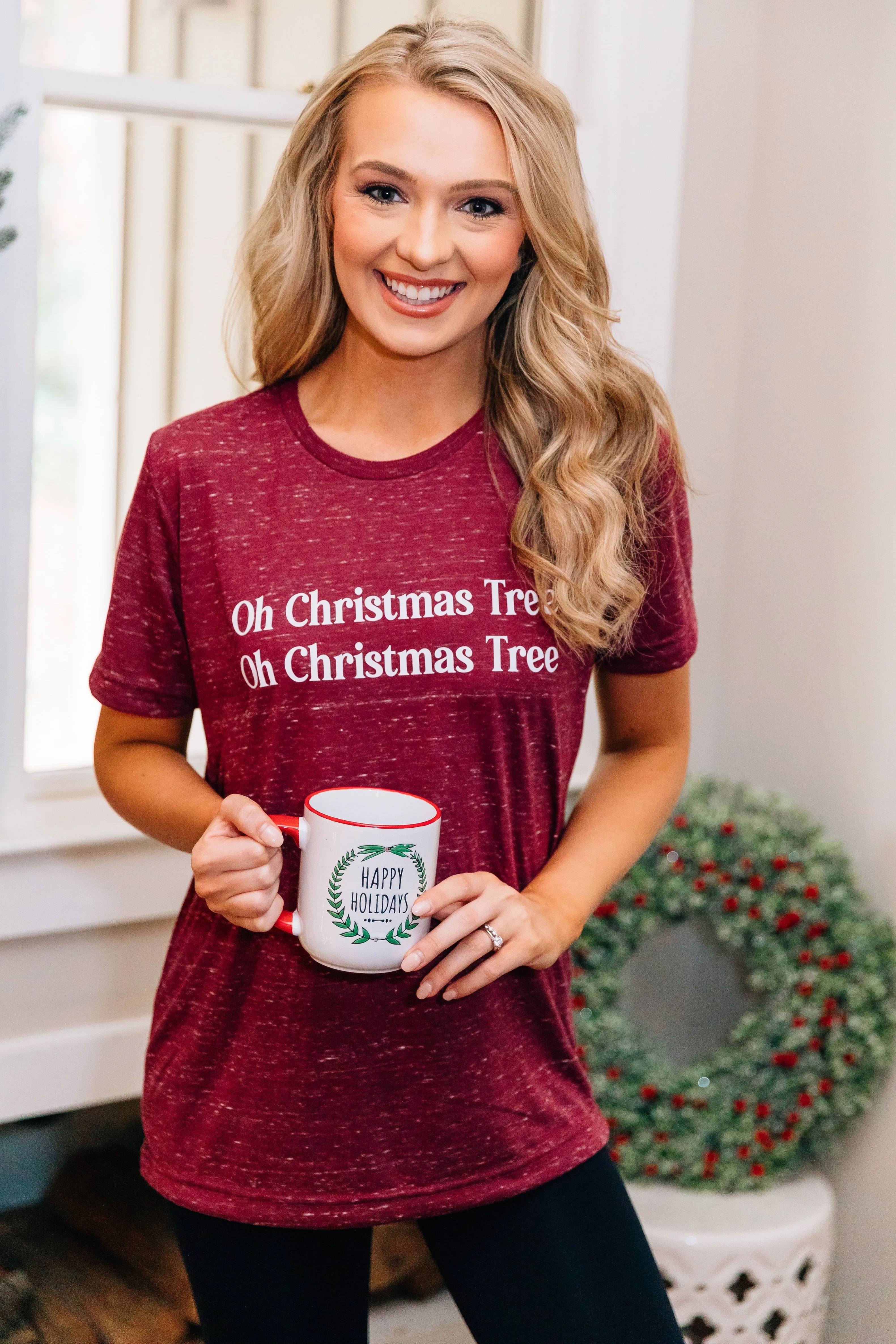 Oh Christmas Tree Maroon Marble Graphic Tee