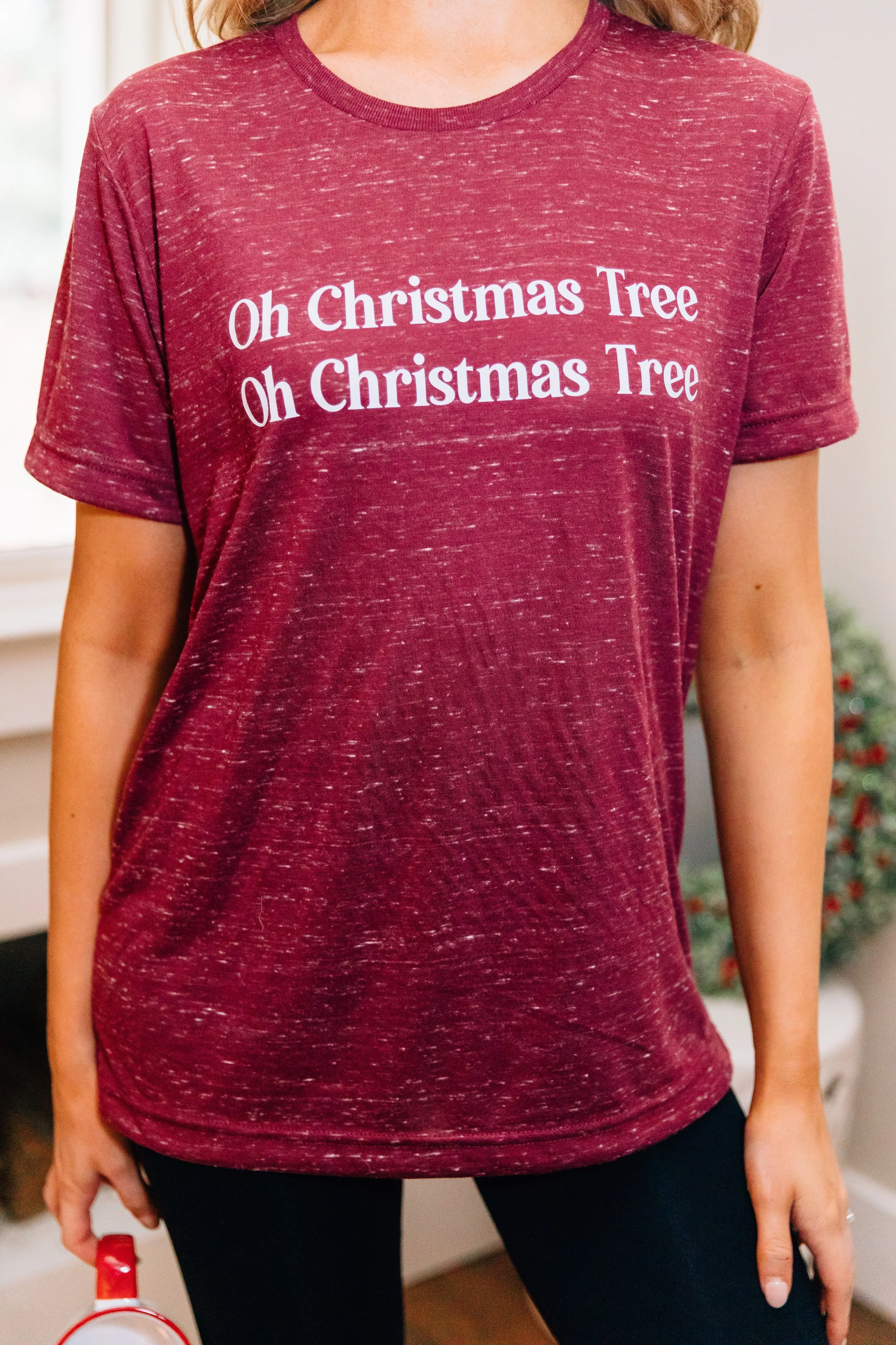 Oh Christmas Tree Maroon Marble Graphic Tee