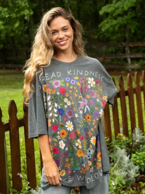 One Size Cotton Easy Tee - Spread Kindness Charcoal