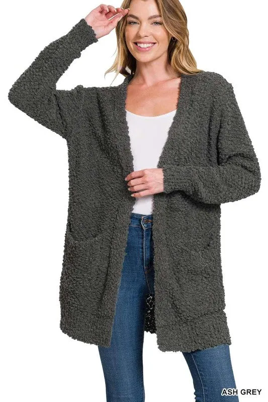 Penny Long Sleeve Popcorn Cardigan with Pockets