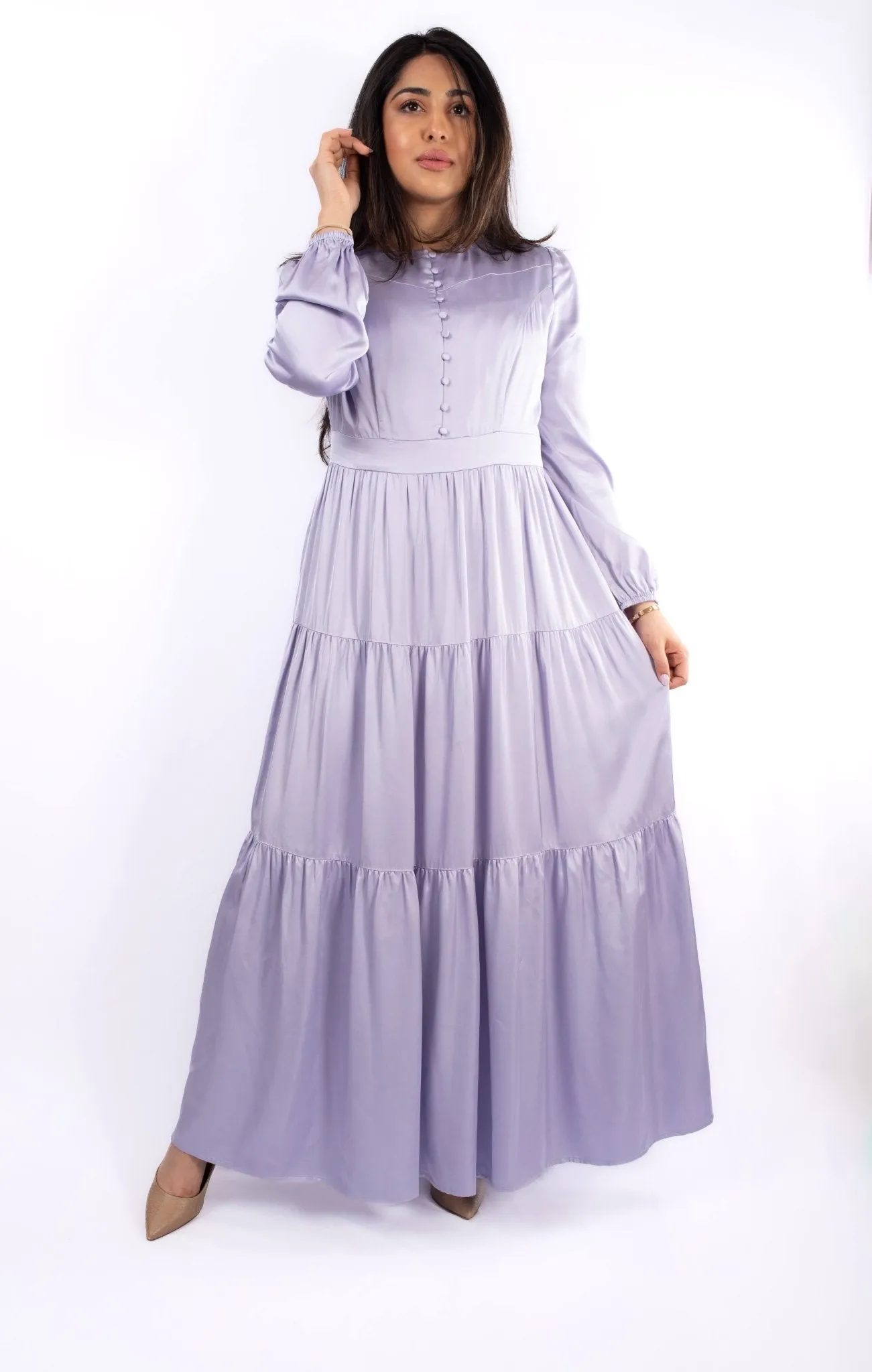 Perfect Elegant Dress for Every Occasion Lilac Colour long Sleeves Dress