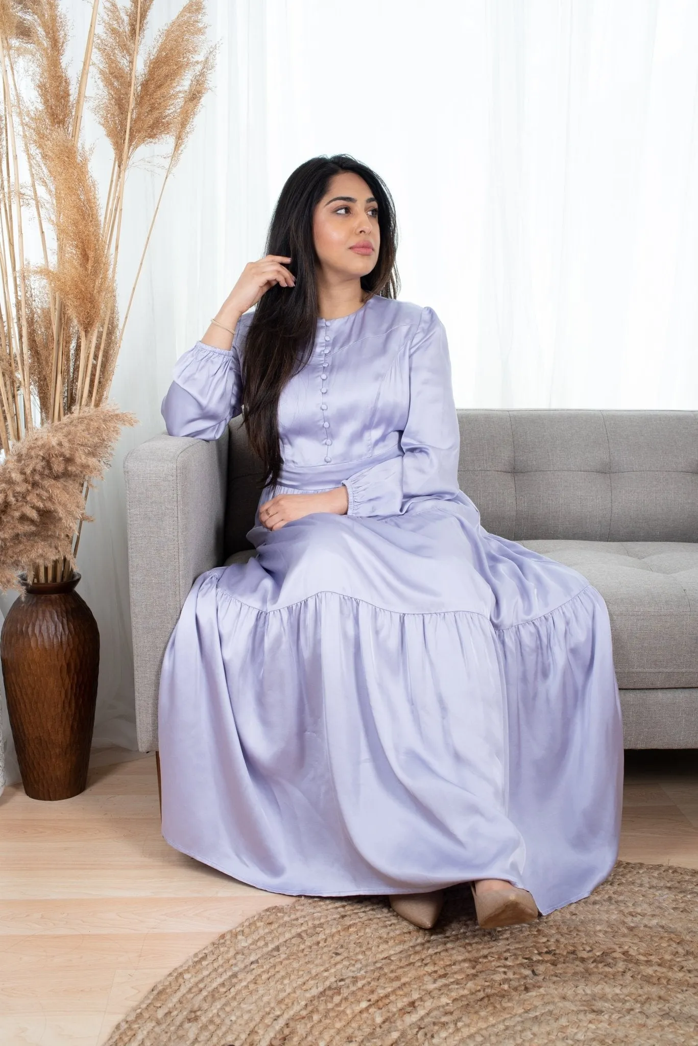 Perfect Elegant Dress for Every Occasion Lilac Colour long Sleeves Dress