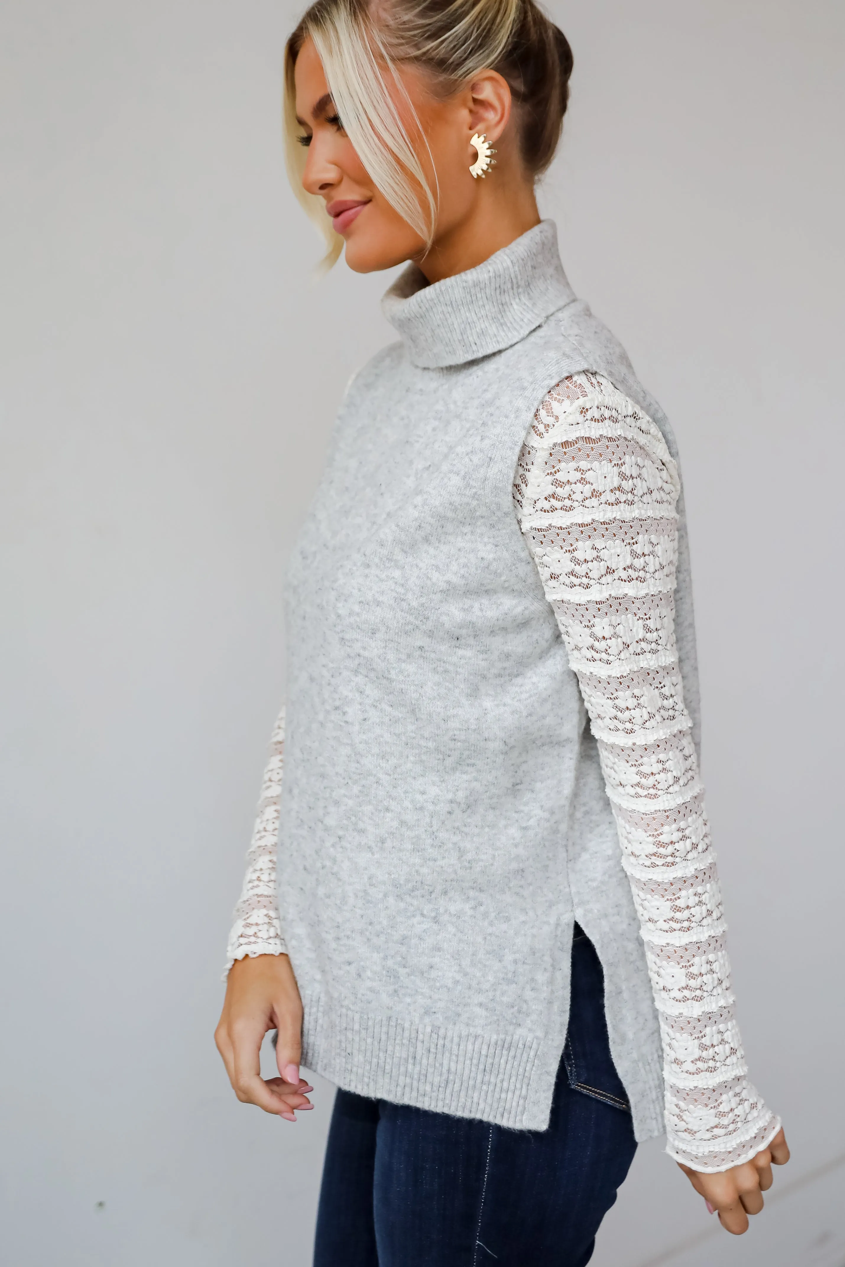 Perfectly Toasty Heather Grey Turtleneck Sweater Top