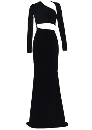 Rasha Long-Sleeved Cut-Out Jersey Maxi Dress