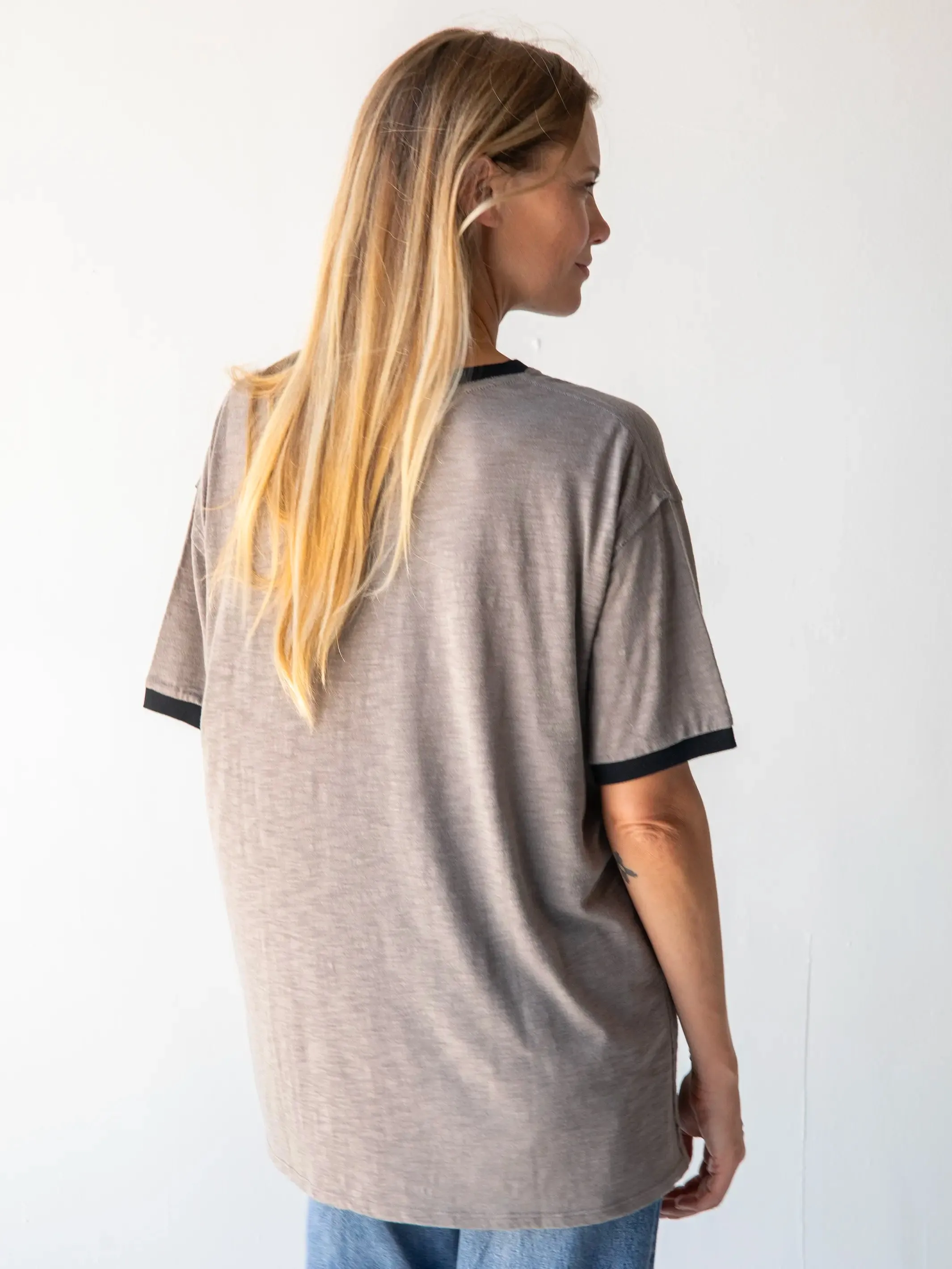 Ringer Oversized Tee Shirt - Take The Trail