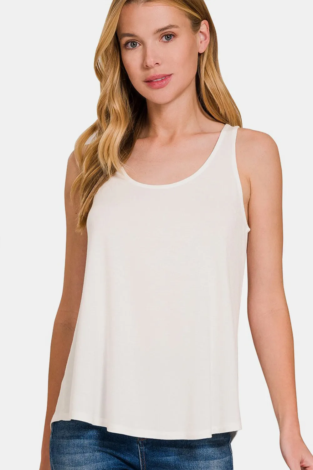 Round Neck Flowy Hem Tank