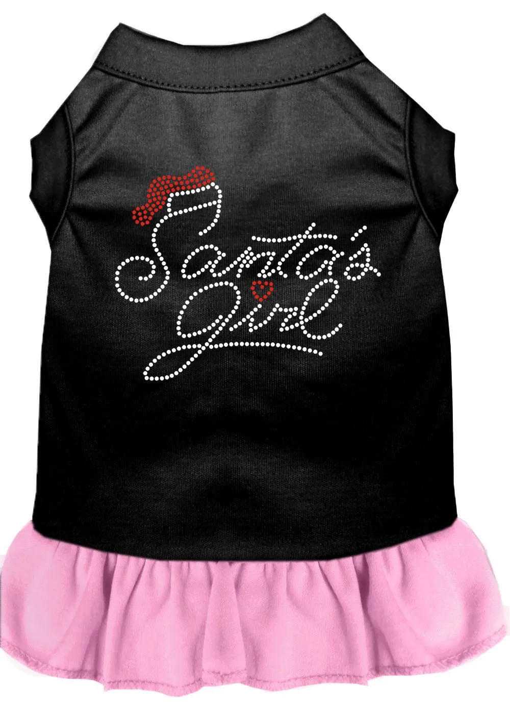 Santa's Girl Rhinestone Dog Dress Black With Light Pink Sm (10)