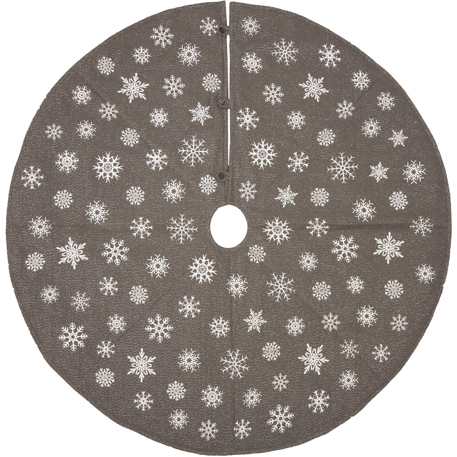 Snowflake Burlap Grey Tree Skirt 55"