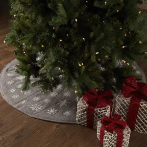 Snowflake Burlap Grey Tree Skirt 55"