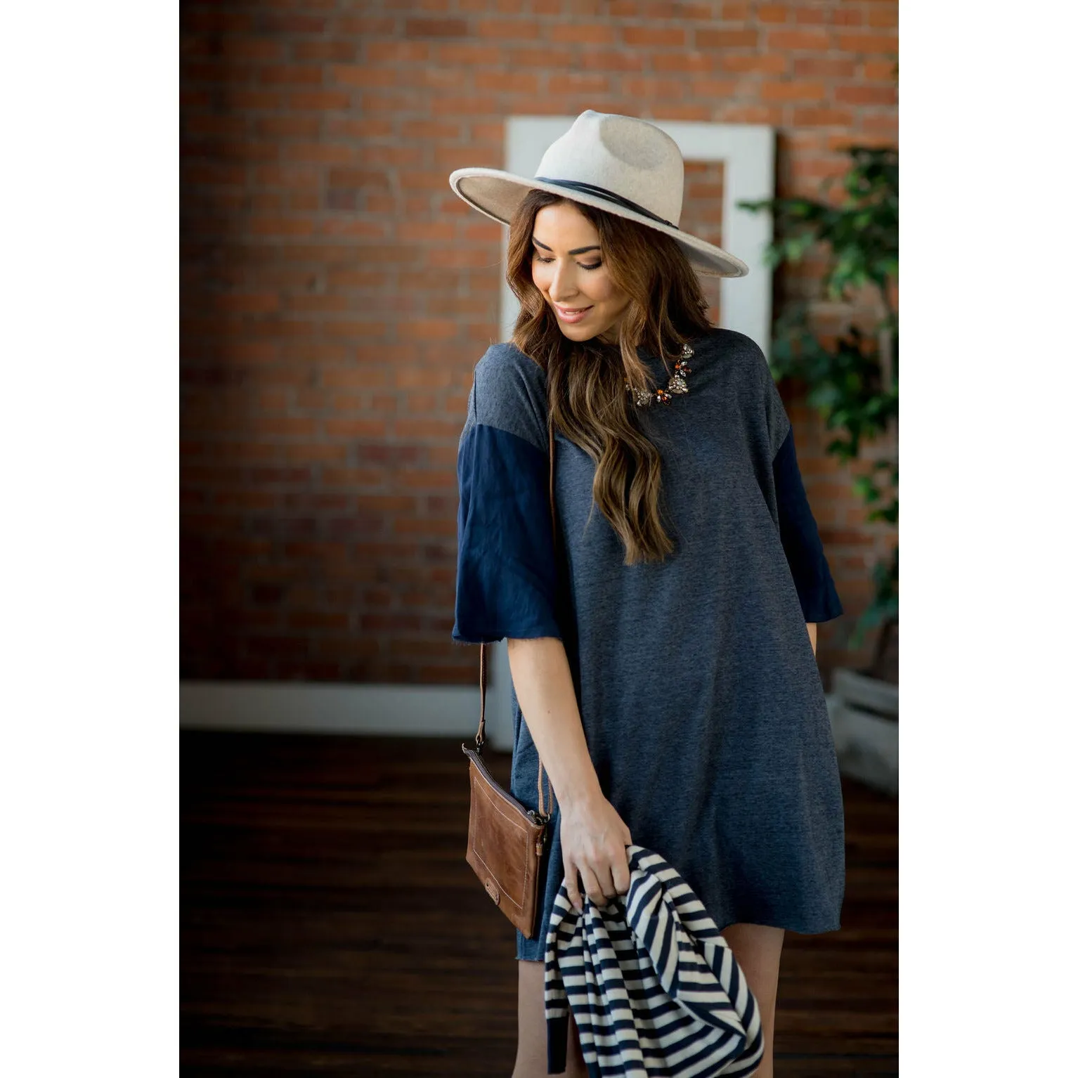 Solid Flare Sleeve Tee Dress