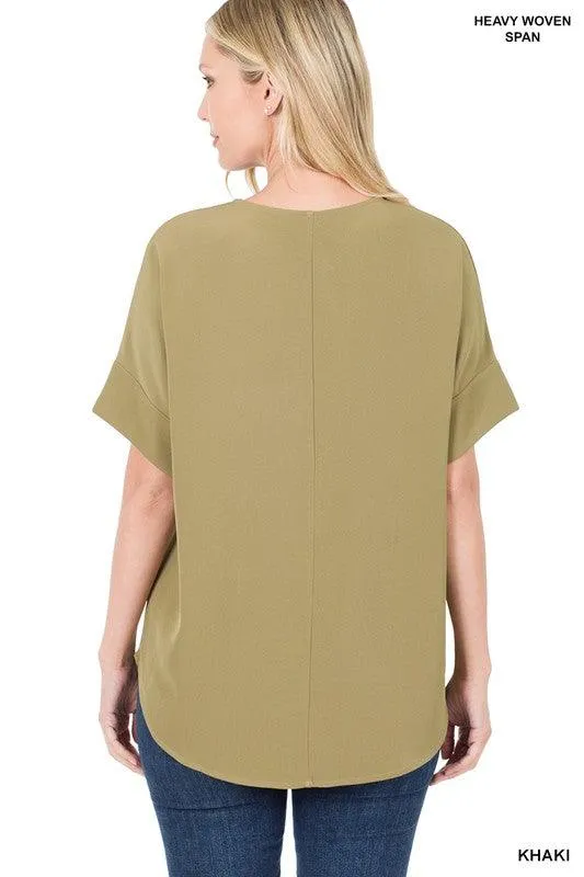 Split Neck Zenana Short Sleeve Top