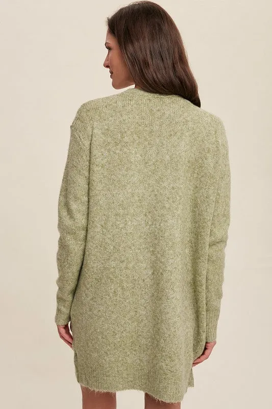 TWO POCKET OPEN FRONT CARDIGAN