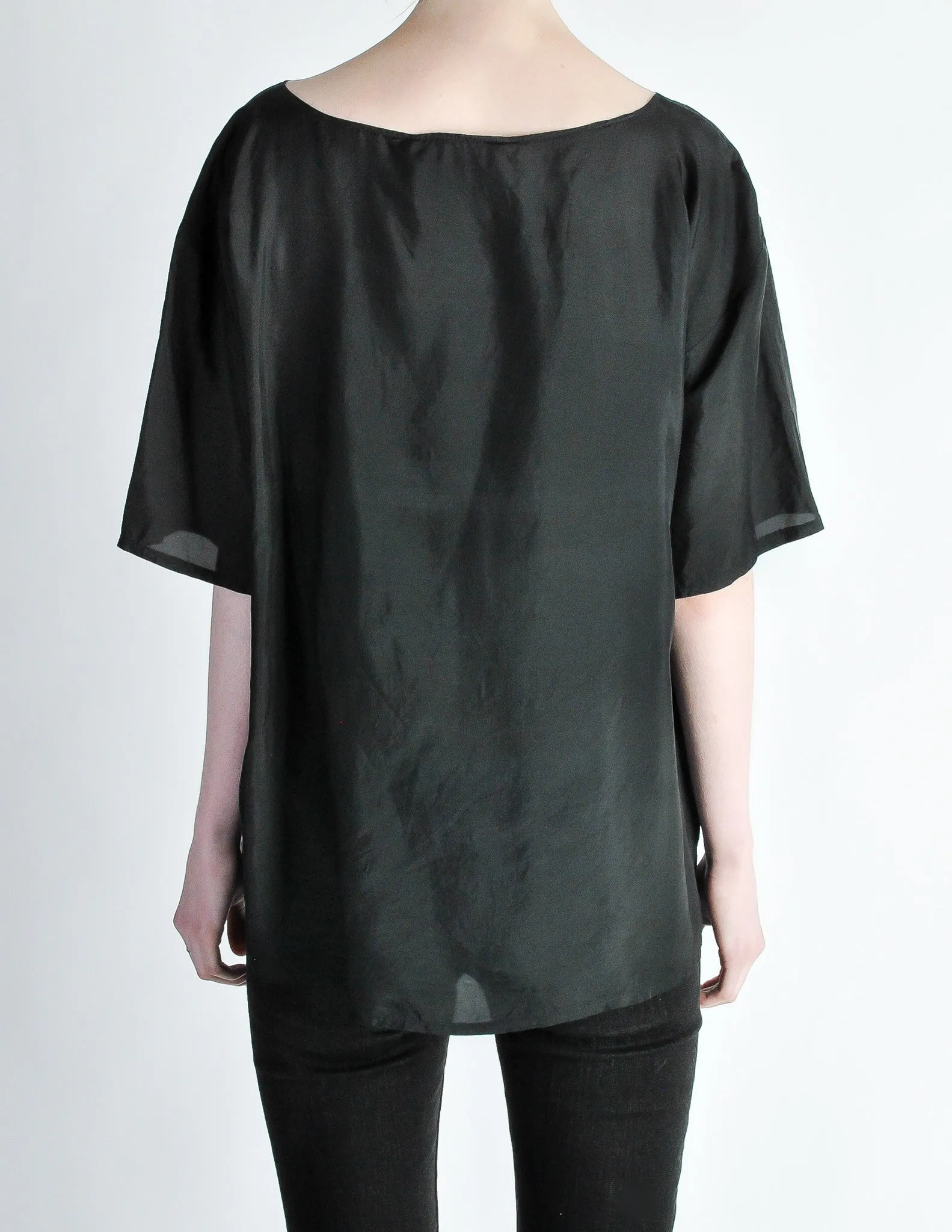 Vintage 1990s Distressed Black Silk Tiki Top