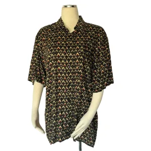 Vintage Triangle Pattern Short Sleeve Button Up