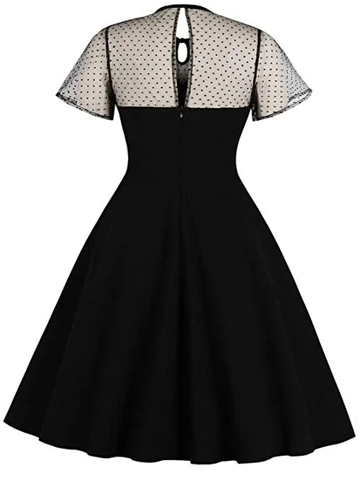 Women 1950s Cocktail Dress Party Vintage Retro Bridesmaid Evening Lace Sleeveless Dress