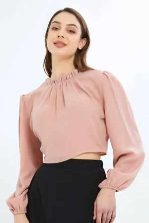 Women Apricot High Neck Blouse