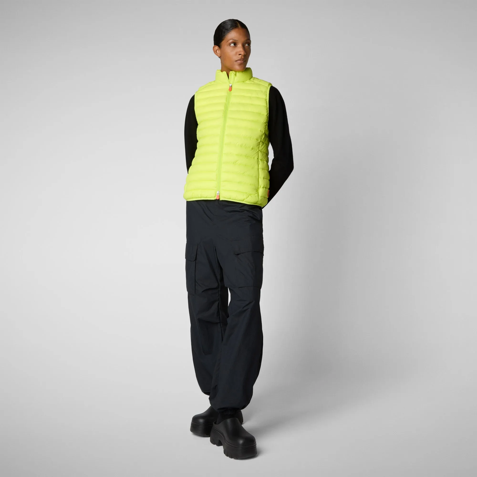 Women's Animal free Puffer Vest Charlotte in Lichen Green