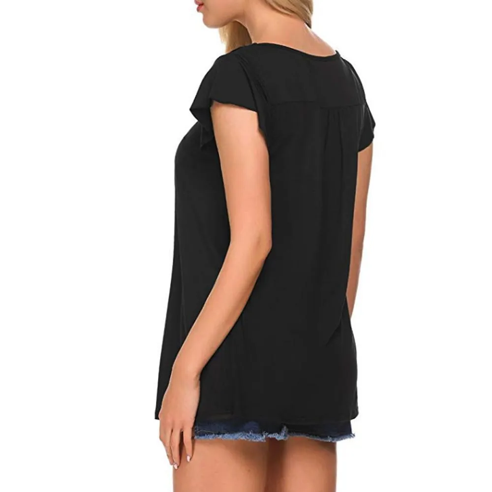 Women's V Neck Pleated Tunic Tops