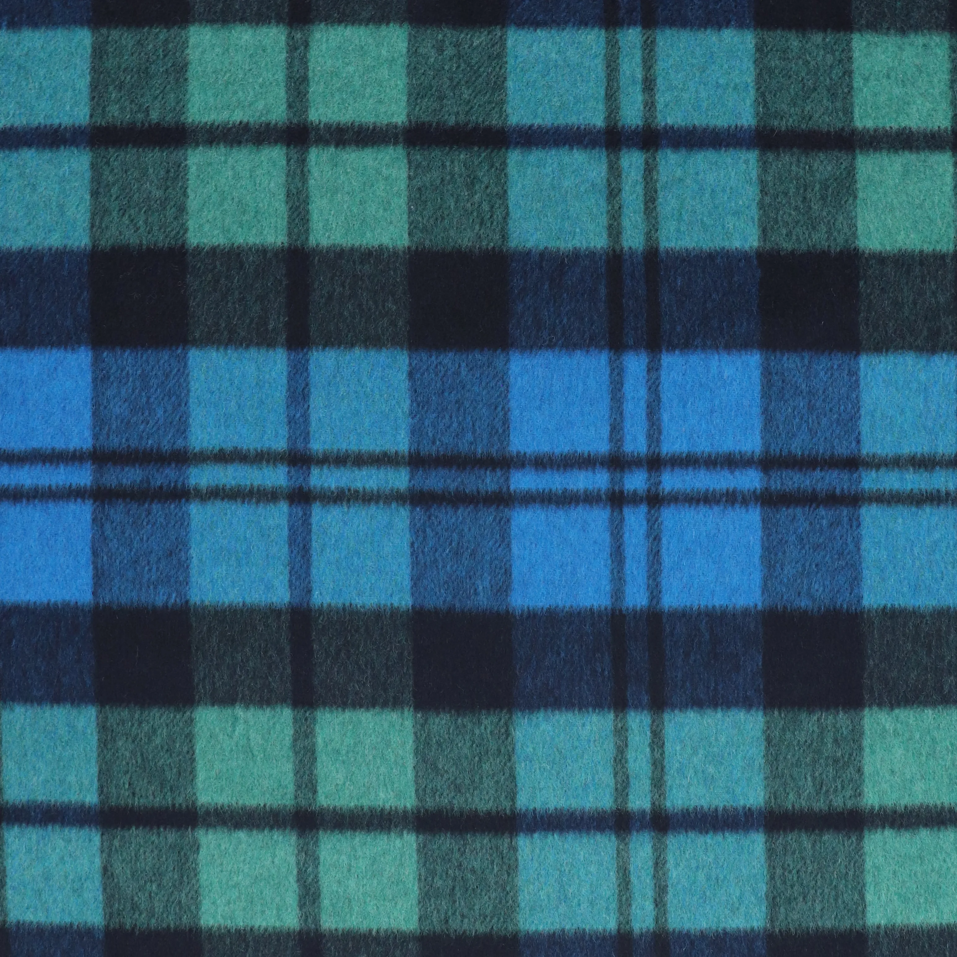 Wool Blend Brushed Coating - Blue   Green Check