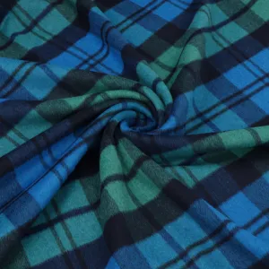 Wool Blend Brushed Coating - Blue   Green Check